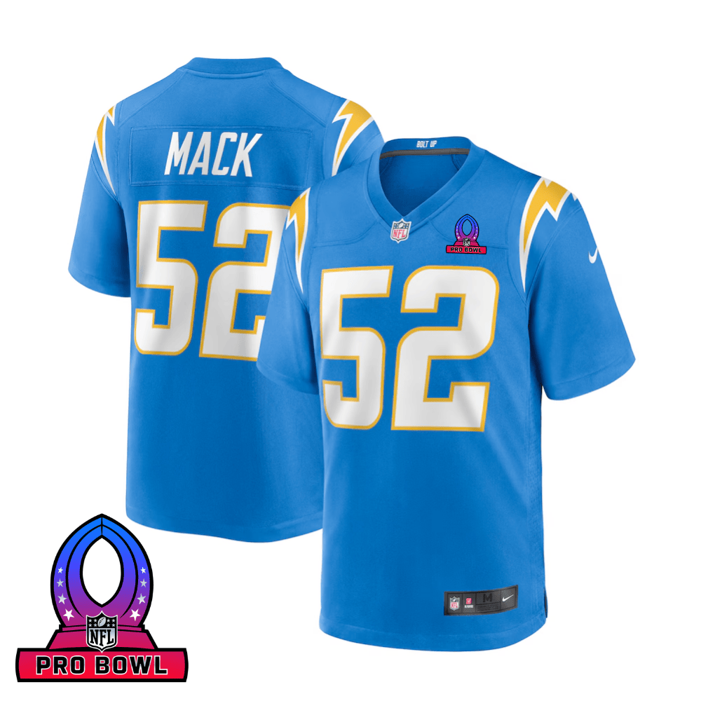 Khalil Mack 52 Los Angeles Chargers 2025 Pro Bowl Patch Game Men Jersey - Powder Blue JS3738 nicesnker