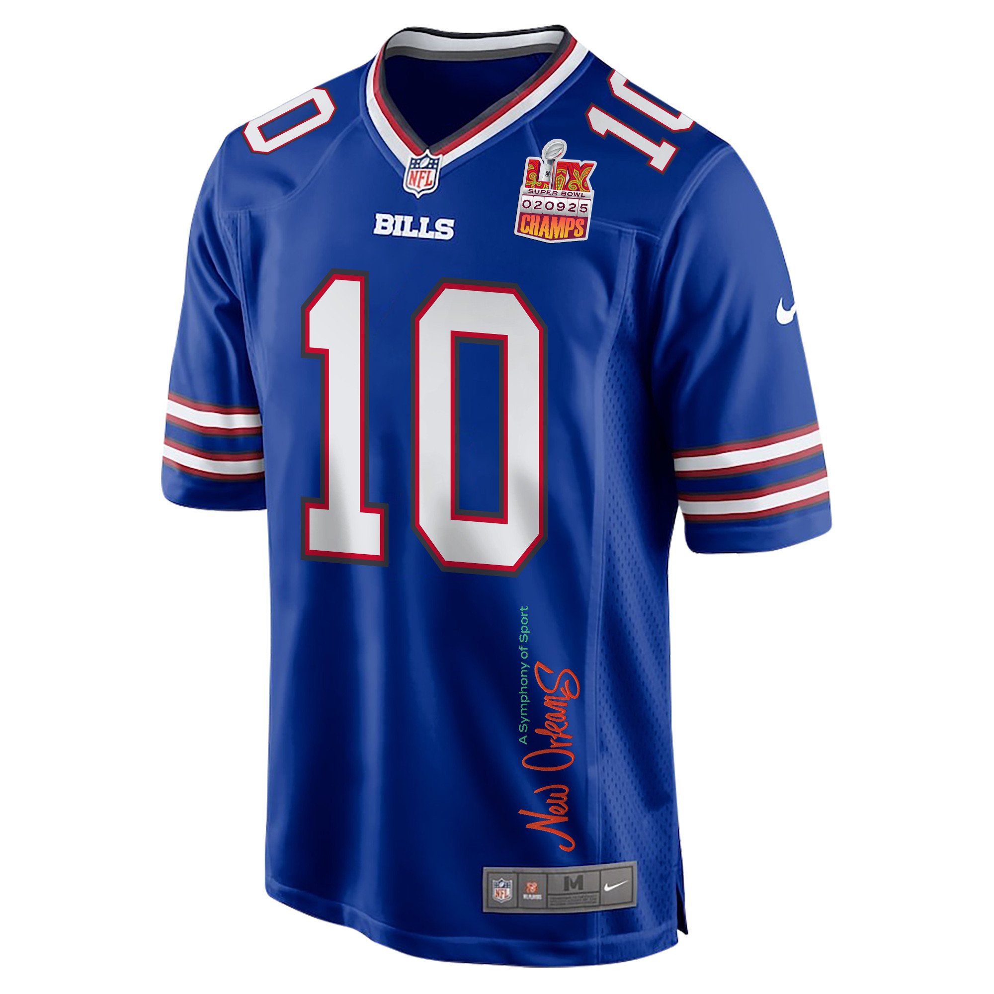 Khalil Shakir 10 Buffalo Bills Super Bowl LIX Champions Patch 'New Orleans - A Symphony of Sport' EMBROIDERED Game Men Jersey - Royal JS5212 nicesnker - Image 3