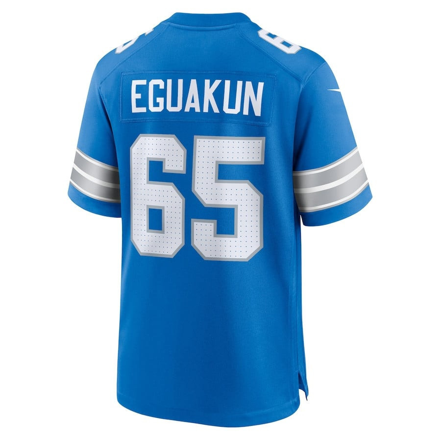 Kingsley Eguakun 65 Detroit Lions Game Men Jersey - Blue JS4296 nicesnker - Image 3
