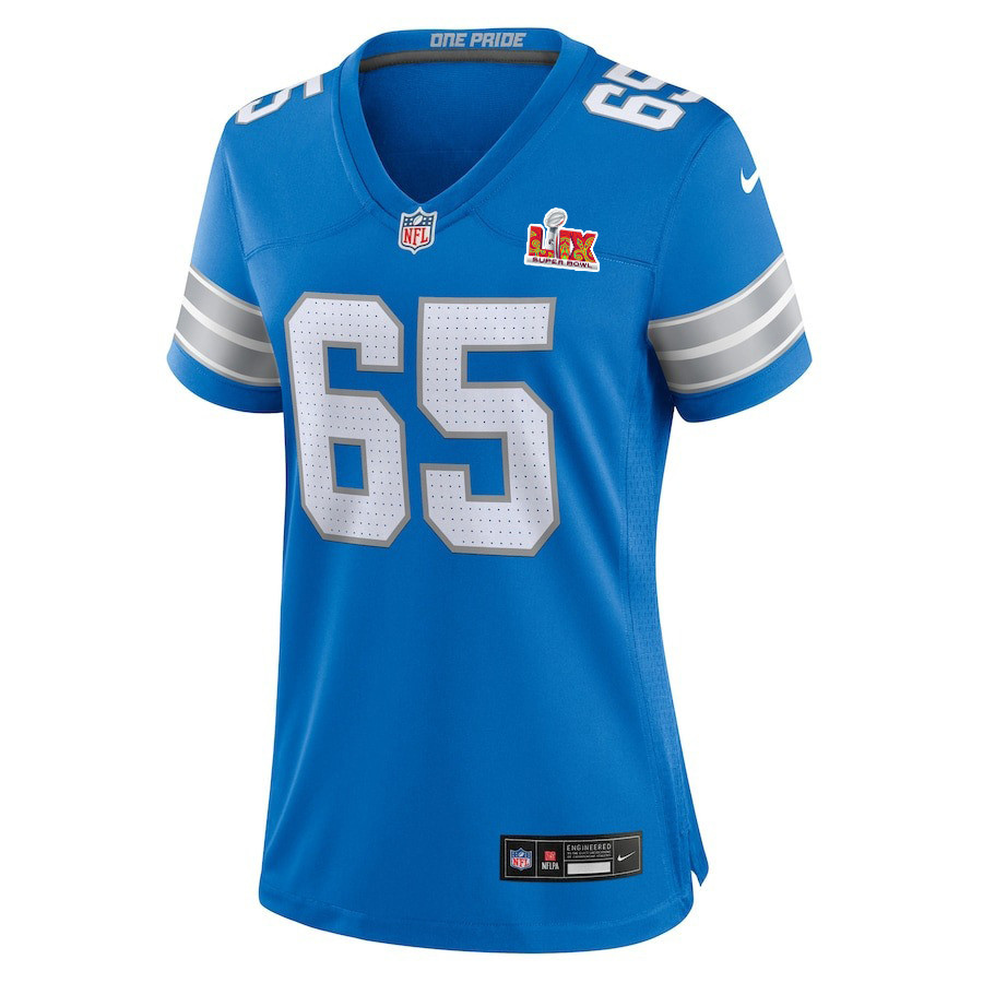 Kingsley Eguakun #65 Detroit Lions Super Bowl LIX Women's Jersey - Blue JS1275 nicesnker - Image 2