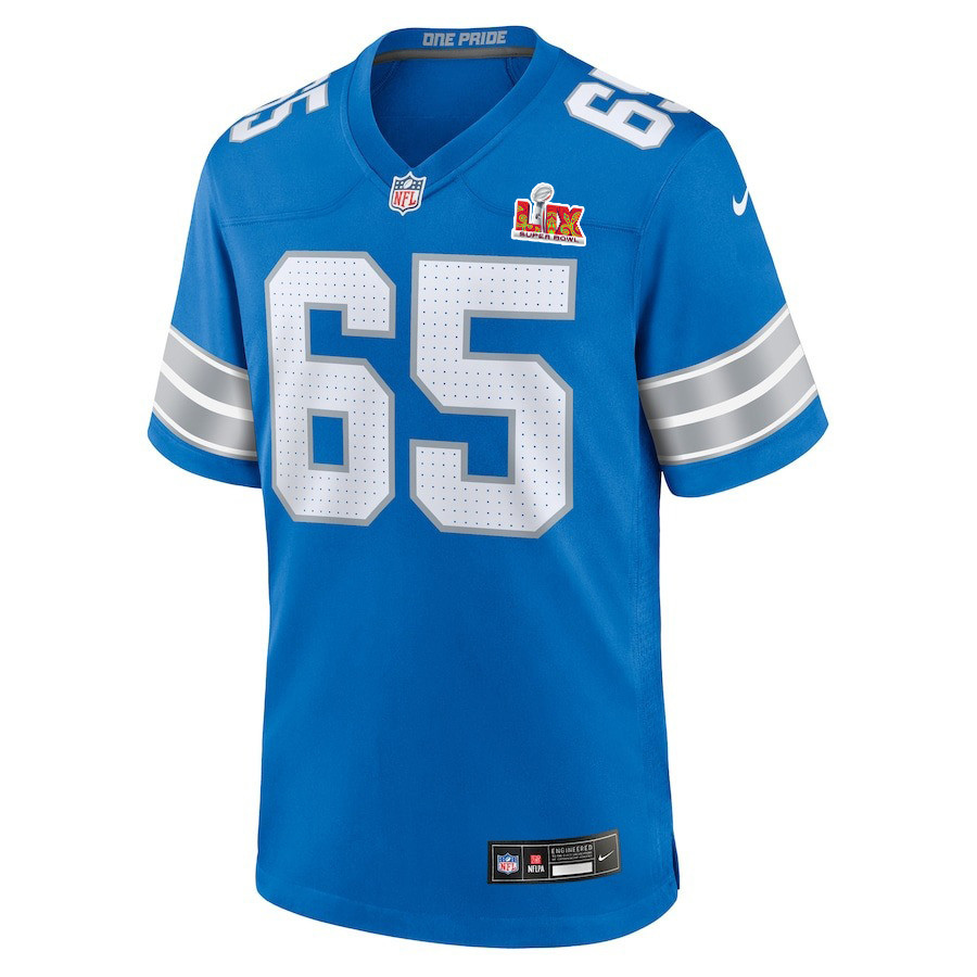 Kingsley Eguakun #65 Detroit Lions Super Bowl LIX YOUTH Jersey - Blue JS5911 nicesnker - Image 2