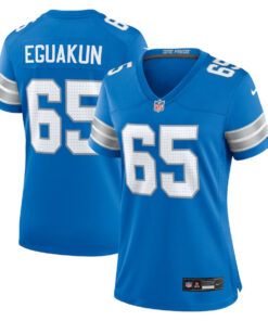 Kingsley Eguakun 65 Detroit Lions Women's Game Jersey - Blue JS6403 nicesnker