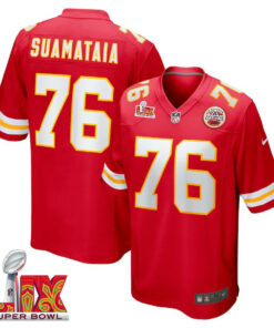 Kingsley Suamataia #76 Kansas City Chiefs Super Bowl LIX Jersey - Men's - Red JS2741 nicesnker