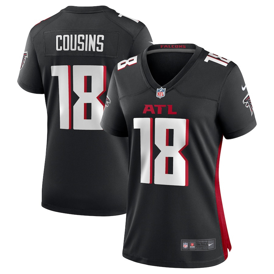 Kirk Cousins 18 Atlanta Falcons Game Women Jersey - Black JS2046 nicesnker