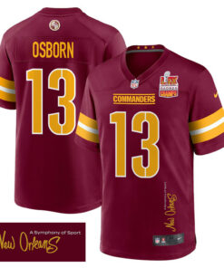 K.J. Osborn 13 Washington Commanders Super Bowl LIX Champions Patch 'New Orleans - A Symphony of Sport' EMBROIDERED Game Men Jersey - Burgundy JS9978 nicesnker