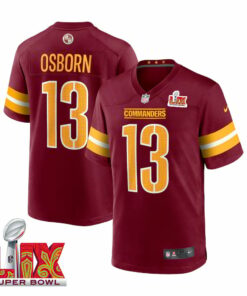 K.J. Osborn #13 Washington Commanders Super Bowl LIX Jersey - Men's - Burgundy JS6591 nicesnker