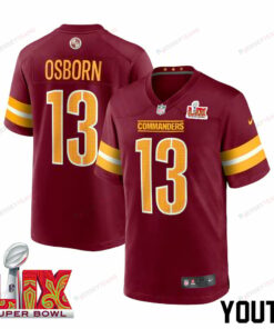 K.J. Osborn #13 Washington Commanders Super Bowl LIX Youth Jersey - Burgundy JS2778 nicesnker