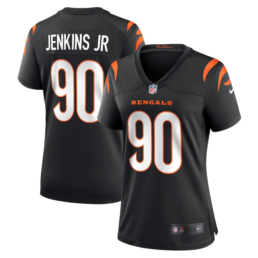 Kris Jenkins Jr. 90 Cincinnati Bengals Women's Game Jersey - Black JS7288 nicesnker