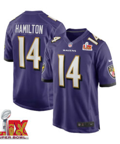 Kyle Hamilton #14 Baltimore Ravens Super Bowl LIX Jersey - Men's - Purple JS4457 nicesnker