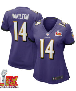 Kyle Hamilton #14 Baltimore Ravens Super Bowl LIX Women's Jersey - Purple JS8811 nicesnker