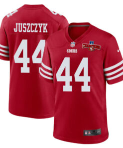 Kyle Juszczyk 44 San Francisco 49ers NFC Champions Patch Game Men Jersey - Scarlet JS7120 nicesnker