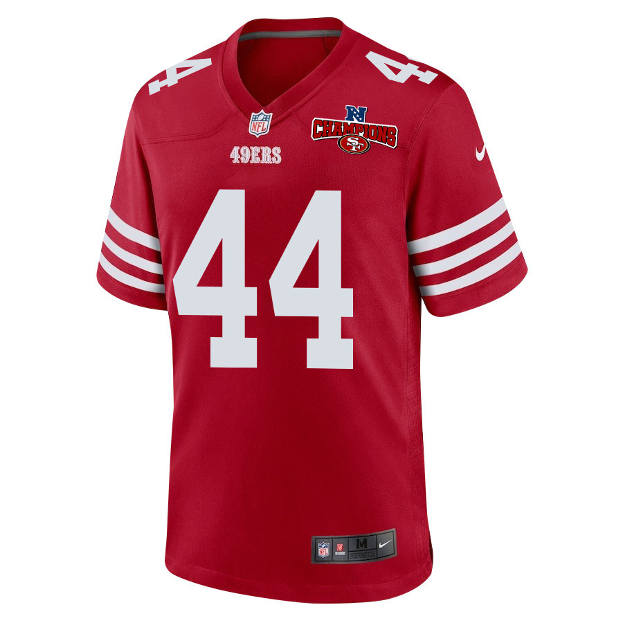 Kyle Juszczyk 44 San Francisco 49ers NFC Champions Patch Game Men Jersey - Scarlet JS7120 nicesnker - Image 2