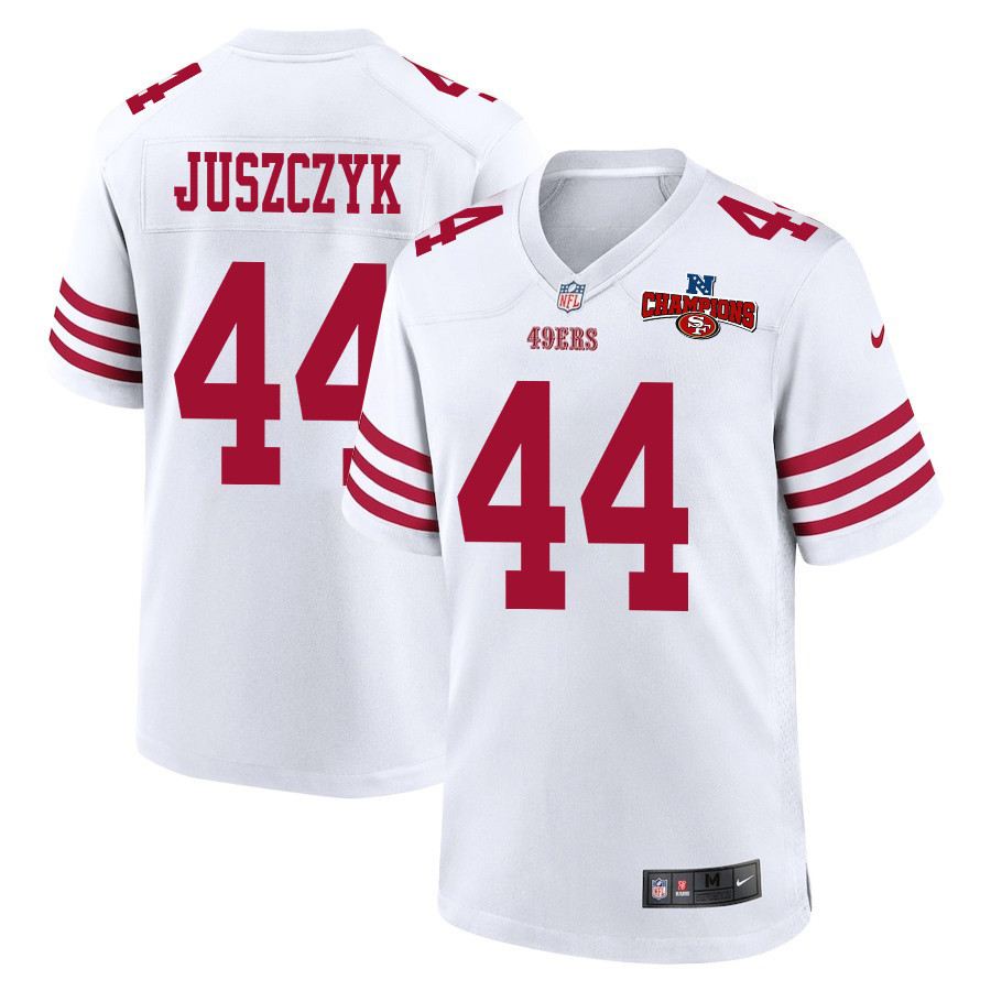 Kyle Juszczyk 44 San Francisco 49ers NFC Champions Patch Game Men Jersey - White JS3889 nicesnker