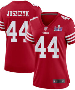 Kyle Juszczyk 44 San Francisco 49ers Super Bowl LVIII Patch Game Women Jersey - Scarlet JS1996 nicesnker