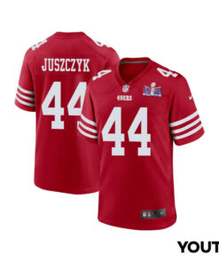 Kyle Juszczyk 44 San Francisco 49ers Super Bowl LVIII Patch Game YOUTH Jersey - Scarlet JS3344 nicesnker