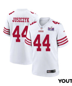 Kyle Juszczyk 44 San Francisco 49ers Super Bowl LVIII Patch Game YOUTH Jersey - White JS2223 nicesnker
