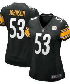 Kyron Johnson 53 Pittsburgh Steelers Game Women Jersey - Black JS4534 nicesnker
