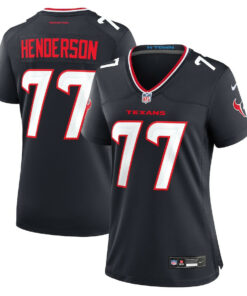 LaDarius Henderson 77 Houston Texans Women's Game Jersey - Navy JS8773 nicesnker