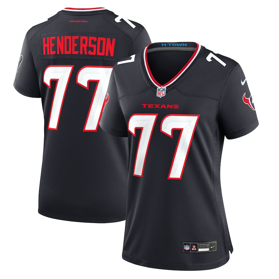 LaDarius Henderson 77 Houston Texans Women's Game Jersey - Navy JS8773 nicesnker