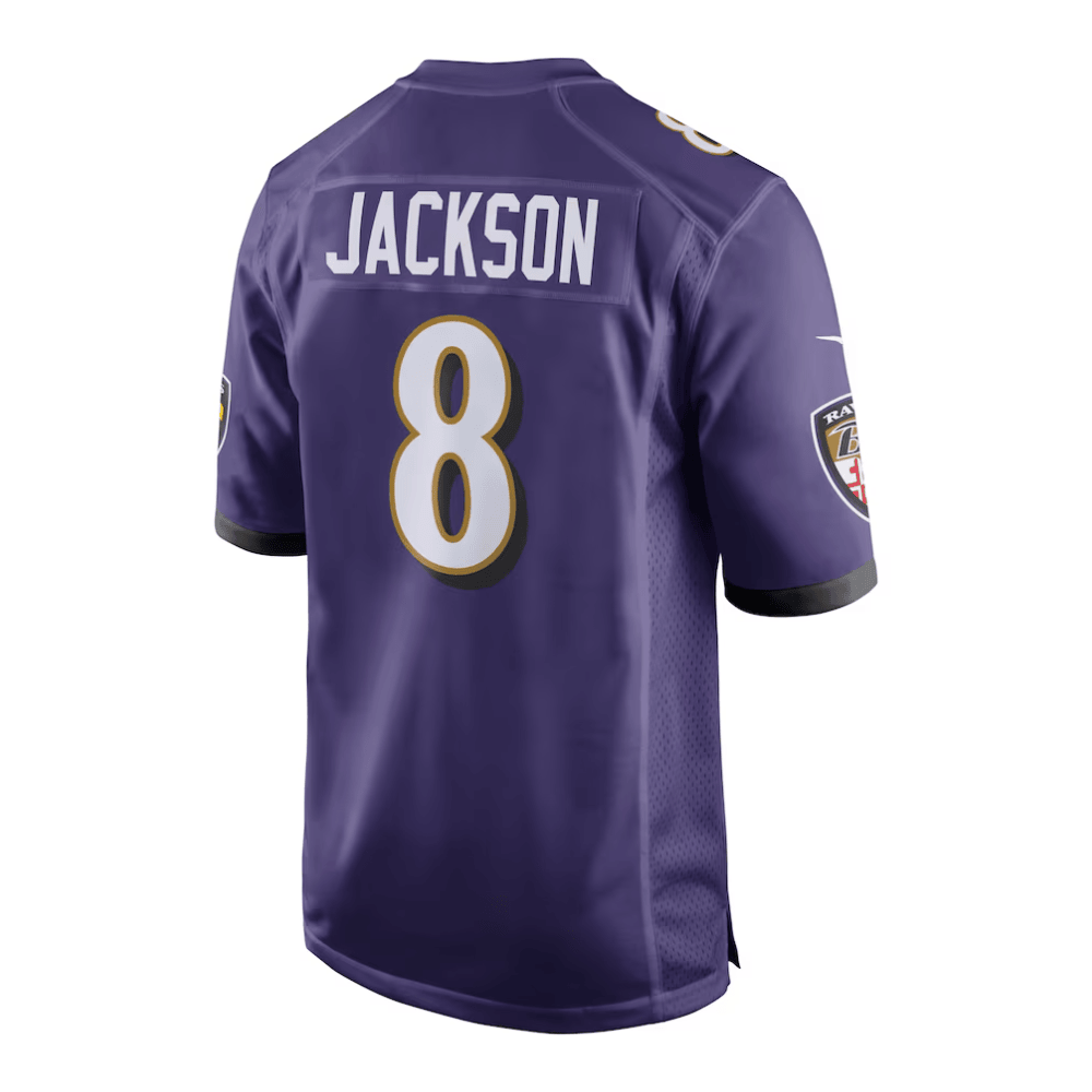 Lamar Jackson 8 Baltimore Ravens 2025 Pro Bowl Patch Game Men Jersey - Purple JS4731 nicesnker - Image 3
