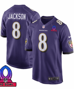 Lamar Jackson 8 Baltimore Ravens 2025 Pro Bowl Patch Game Men Jersey - Purple JS4731 nicesnker