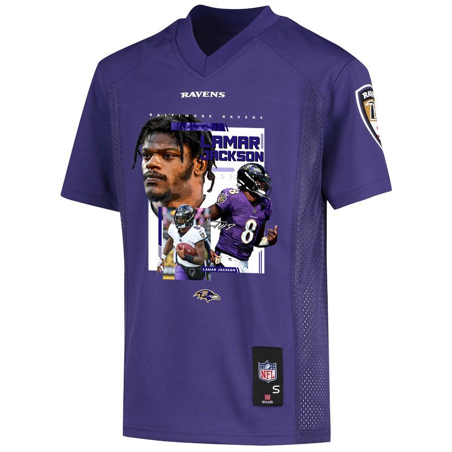 Lamar Jackson 8 Baltimore Ravens Cobra Jackson Game YOUTH Jersey - Purple JS5726 nicesnker - Image 2