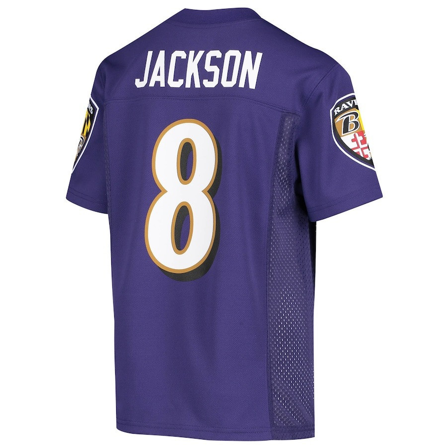 Lamar Jackson 8 Baltimore Ravens Cobra Jackson Game YOUTH Jersey - Purple JS5726 nicesnker - Image 3
