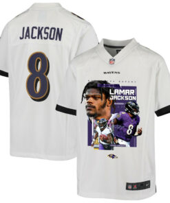 Lamar Jackson 8 Baltimore Ravens Cobra Jackson Game YOUTH Jersey - White JS2264 nicesnker