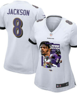 Lamar Jackson 8 Baltimore Ravens Cobra Jackson Women Game Jersey - White JS6046 nicesnker