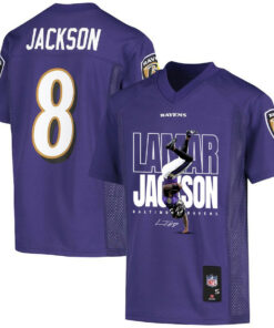 Lamar Jackson 8 Baltimore Ravens Lamar the Merrier Game YOUTH Jersey - Purple JS1141 nicesnker