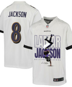 Lamar Jackson 8 Baltimore Ravens Lamar the Merrier Game YOUTH Jersey - White JS1264 nicesnker