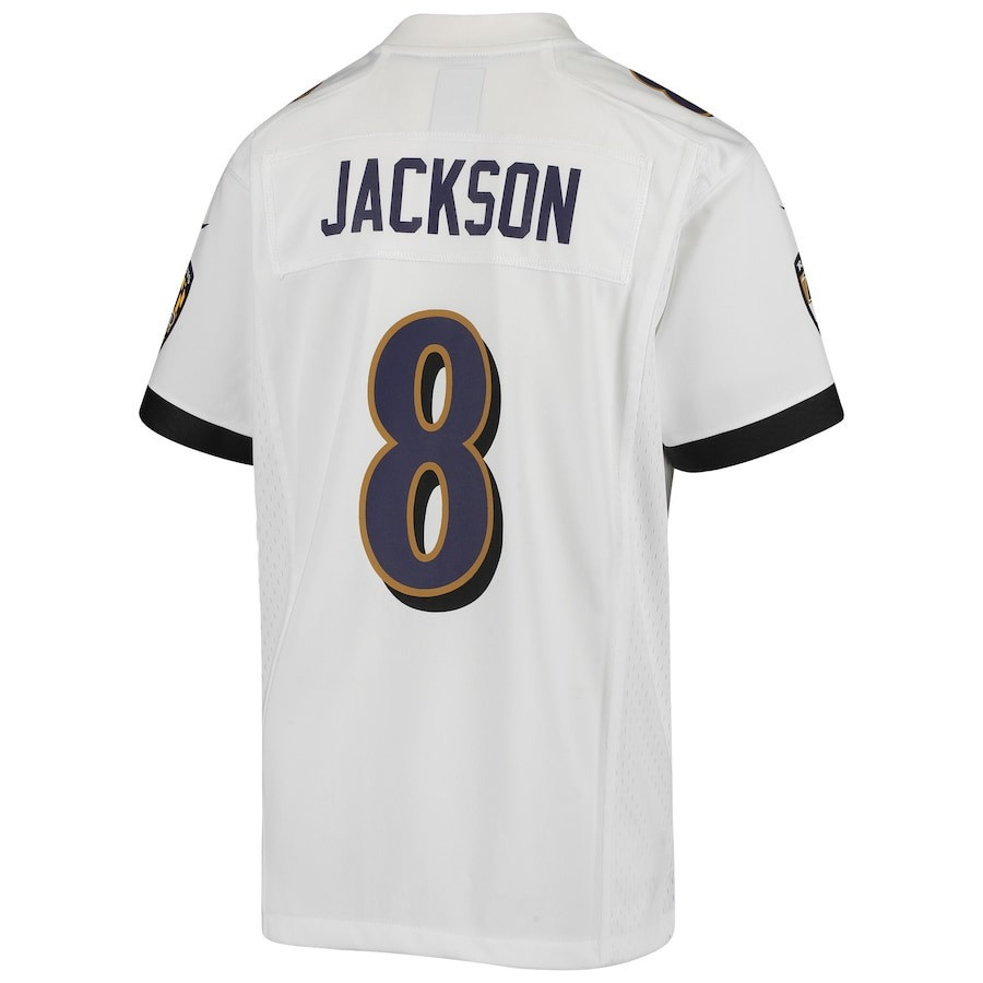 Lamar Jackson 8 Baltimore Ravens Lamar the Merrier Game YOUTH Jersey - White JS1264 nicesnker - Image 3