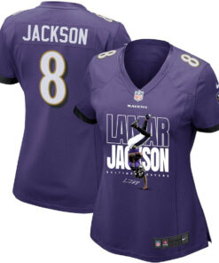 Lamar Jackson 8 Baltimore Ravens Lamar the Merrier Women Game Jersey - Purple JS2339 nicesnker