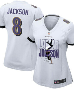 Lamar Jackson 8 Baltimore Ravens Lamar the Merrier Women Game Jersey - White JS4512 nicesnker
