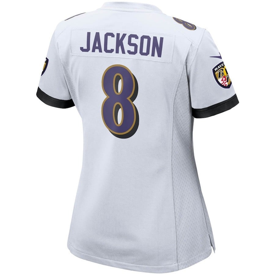 Lamar Jackson 8 Baltimore Ravens Lamar the Merrier Women Game Jersey - White JS4512 nicesnker - Image 4