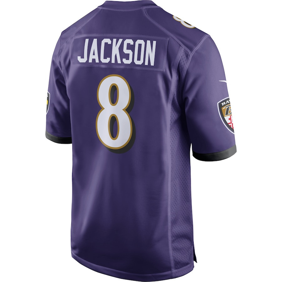 Lamar Jackson #8 Baltimore Ravens Super Bowl LIX Jersey - Men's - Purple JS2550 nicesnker - Image 3