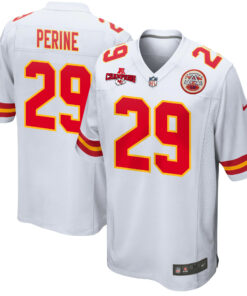 La'Mical Perine 29 Kansas City Chiefs AFC Champions Patch Game Men Jersey - White JS1339 nicesnker