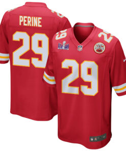 La'Mical Perine 29 Kansas City Chiefs Super Bowl LVIII Patch Game Men Jersey - Red JS8345 nicesnker