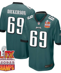 Landon Dickerson 69 Philadelphia Eagles Super Bowl LIX Champions Patch Game Men Jersey - Midnight Green JS4180 nicesnker
