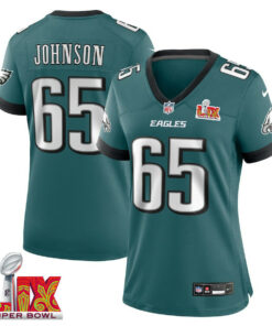 Lane Johnson #65 Philadelphia Eagles Super Bowl LIX Women's Jersey - Midnight Green JS7213 nicesnker