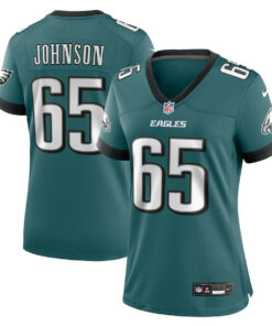 Lane Johnson 65 Philadelphia Eagles Women's Team Game Jersey - Midnight Green JS2191 nicesnker