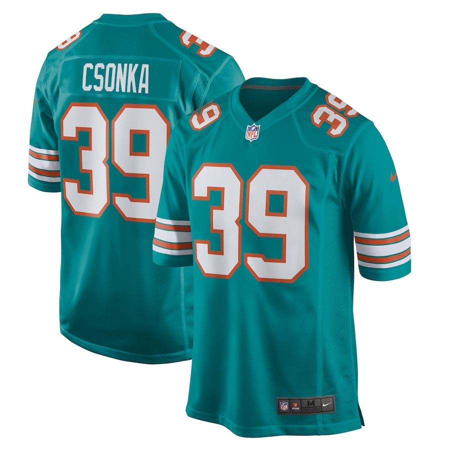 Larry Csonka 39 Miami Dolphins Men Retired Jersey - Aqua JS6081 nicesnker