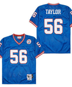 Lawrence Taylor 56 New York Giants Spider Lockhart 43 Patch Throwback Men Jersey - Blue JS8687 nicesnker