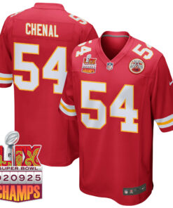 Leo Chenal 54 Kansas City Chiefs Super Bowl LIX Champions Patch Game Men Jersey - Red JS4757 nicesnker