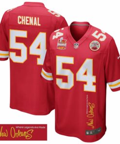 Leo Chenal 54 Kansas City Chiefs Super Bowl LIX Champions Patch 'New Orleans - Where Legends Are Made' EMBROIDERED Game Men Jersey - Red JS4042 nicesnker