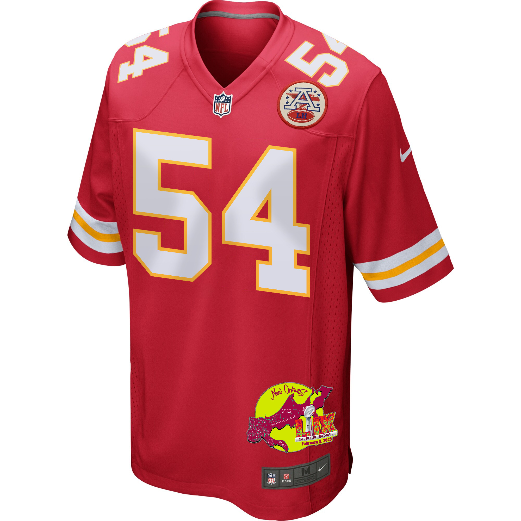 Leo Chenal 54 Kansas City Chiefs Super Bowl LIX New Orleans Patch Game Men Jersey - Red JS6051 nicesnker - Image 3