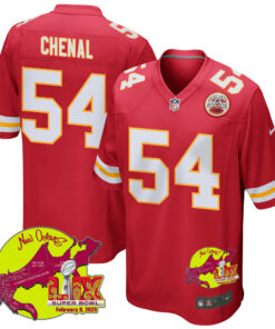 Leo Chenal 54 Kansas City Chiefs Super Bowl LIX New Orleans Patch Game Men Jersey - Red JS6051 nicesnker