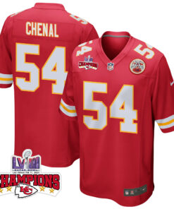 Leo Chenal 54 Kansas City Chiefs Super Bowl LVIII Champions 4 Stars Patch Game Men Jersey - Red JS5286 nicesnker