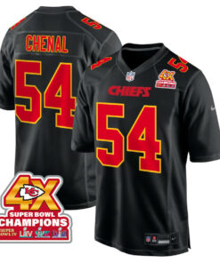 Leo Chenal 54 Kansas City Chiefs Super Bowl LVIII Champions 4X Fashion Game Men Jersey - Carbon Black JS1489 nicesnker
