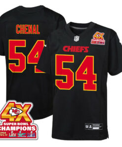 Leo Chenal 54 Kansas City Chiefs Super Bowl LVIII Champions 4X Fashion Game YOUTH Jersey - Carbon Black JS1844 nicesnker
